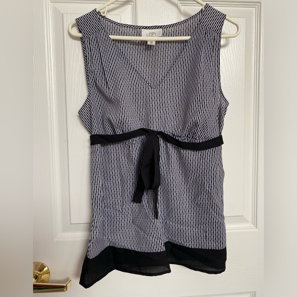 Loft Black blouse with bow detail, 10 petite.